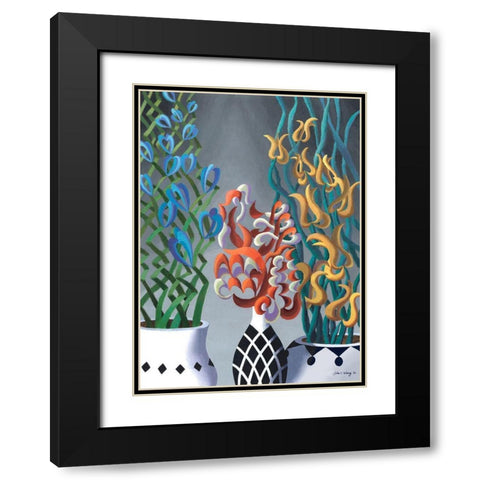 Dream Flowers VI Black Modern Wood Framed Art Print with Double Matting by Wang, John Z.