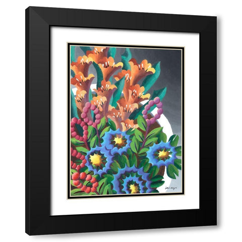 Dream Flowers VII Black Modern Wood Framed Art Print with Double Matting by Wang, John Z.