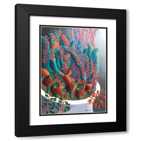 Dream Flowers X Black Modern Wood Framed Art Print with Double Matting by Wang, John Z.
