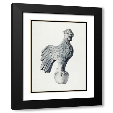 Cock Weather Vane Illustration Black Modern Wood Framed Art Print with Double Matting by Merchant, Flora