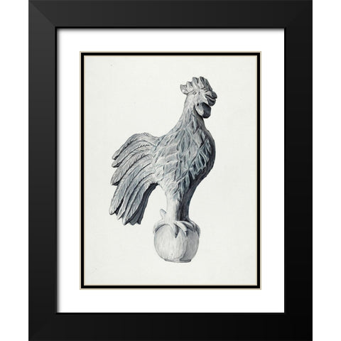 Cock Weather Vane Illustration Black Modern Wood Framed Art Print with Double Matting by Merchant, Flora