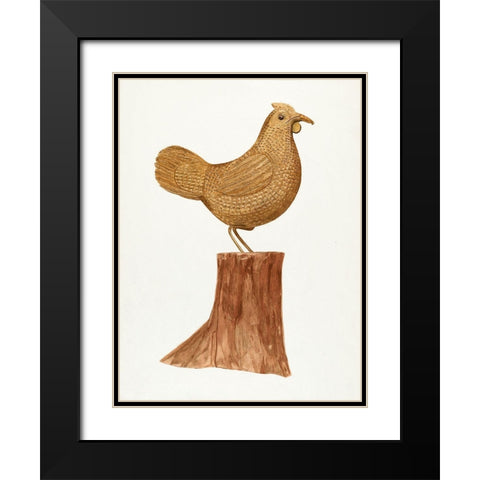 Little Wooden Hen Black Modern Wood Framed Art Print with Double Matting by Bent, Mildred E.