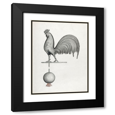 Weather Vane Iron Rooster Black Modern Wood Framed Art Print with Double Matting by Eyth, Albert
