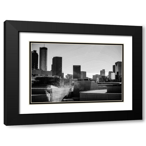 Skyscrapers and a Ferris Wheel in the Skyline of Atlanta-Georgia Black Modern Wood Framed Art Print with Double Matting by Georgia Picture Archive