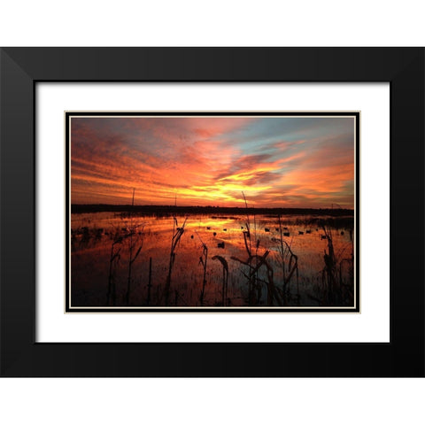 March Sunrise in Missouri Black Modern Wood Framed Art Print with Double Matting by Helmers, Doug