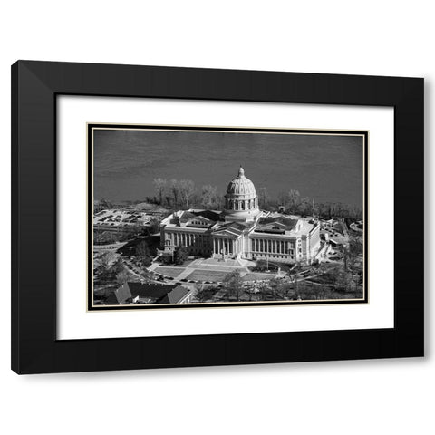 The Missouri State Capitol Black Modern Wood Framed Art Print with Double Matting by Missouri Picture Archive