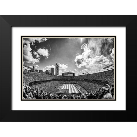 Carolina Panthers Military Appreciation Football Game Black Modern Wood Framed Art Print with Double Matting by South Carolina Picture Archive