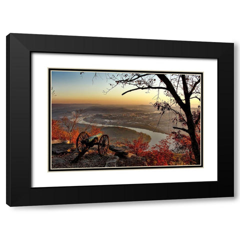 Chattanooga Overlook Tennessee Black Modern Wood Framed Art Print with Double Matting by Tennessee Picture Archive
