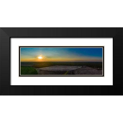 Aerial Panorama of the Ernie Schirmer Farms Cotton Harvest in Batesville-Texas Black Modern Wood Framed Art Print with Double Matting by Texas Picture Archive