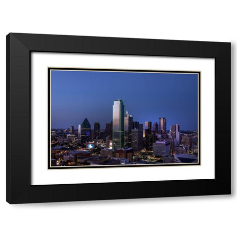 Downtown Dallas-Texas at Dusk Black Modern Wood Framed Art Print with Double Matting by Texas Picture Archive