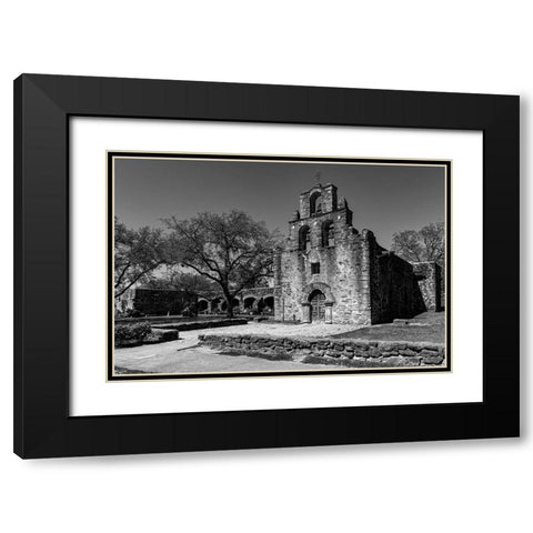 Mission Espada-San Antonio-Texas Black Modern Wood Framed Art Print with Double Matting by Texas Picture Archive