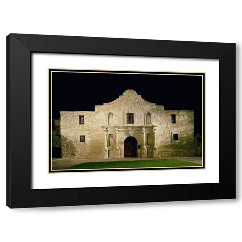 The Alamo mission in San Antonio-Texas Black Modern Wood Framed Art Print with Double Matting by Texas Picture Archive