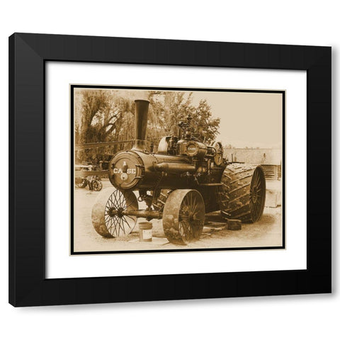 Steam Engine in Sepia Black Modern Wood Framed Art Print with Double Matting by Vintage Photo Archive