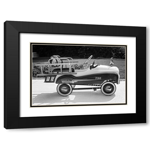 Toy Fire Truck Black Modern Wood Framed Art Print with Double Matting by Vintage Photo Archive