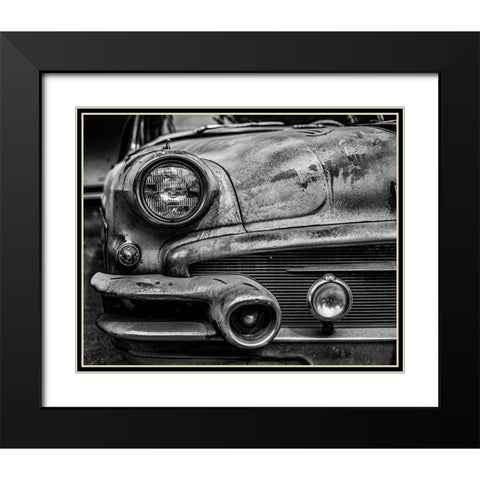 Vintage Car Closeup Black Modern Wood Framed Art Print with Double Matting by Vintage Photo Archive