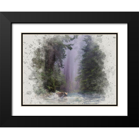 Fording the Stream Black Modern Wood Framed Art Print with Double Matting by Alpenglow Workshop