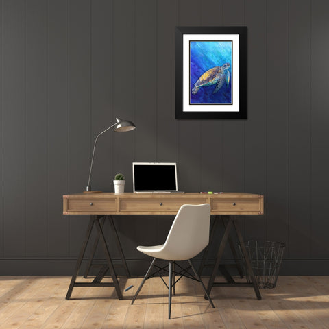 Sea Turtle Black Modern Wood Framed Art Print with Double Matting by Alpenglow Workshop