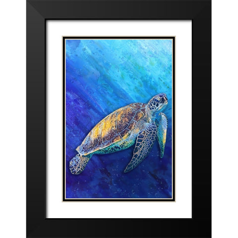 Sea Turtle Black Modern Wood Framed Art Print with Double Matting by Alpenglow Workshop