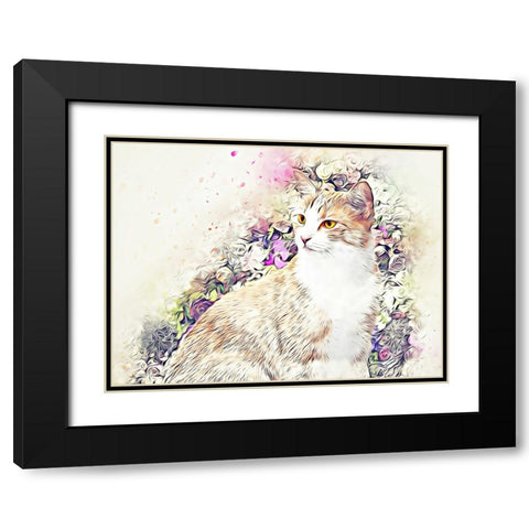 Victorian Cat Black Modern Wood Framed Art Print with Double Matting by Alpenglow Workshop