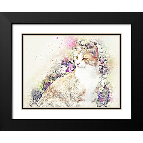Victorian Cat Black Modern Wood Framed Art Print with Double Matting by Alpenglow Workshop