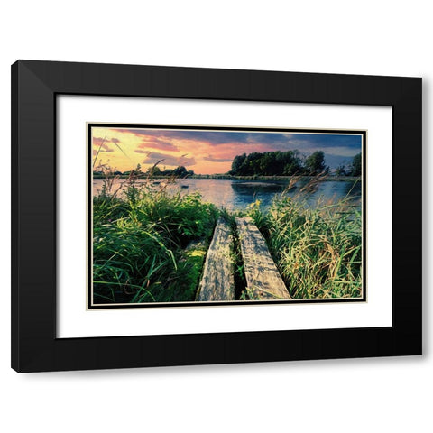 Evening Swim Black Modern Wood Framed Art Print with Double Matting by Alpenglow Workshop