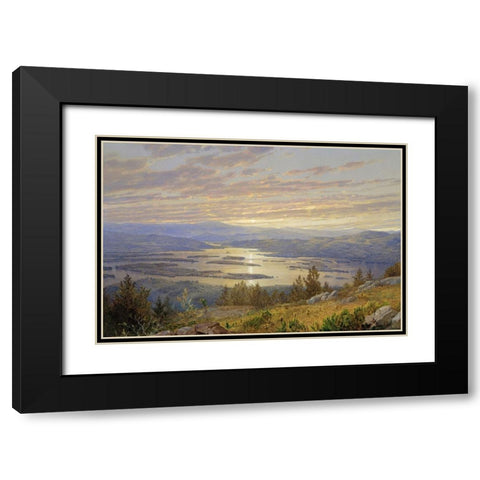 Lake Squam new Hampshire Black Modern Wood Framed Art Print with Double Matting by Alpenglow Workshop