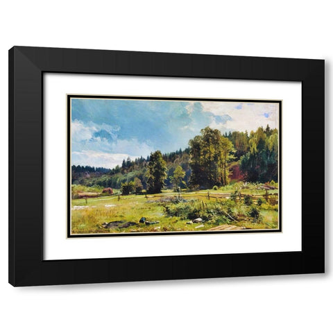 Meadow at the Forest Edge Black Modern Wood Framed Art Print with Double Matting by Alpenglow Workshop