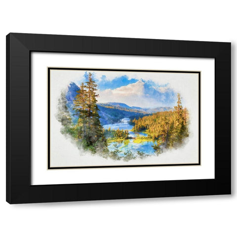 River Valley Black Modern Wood Framed Art Print with Double Matting by Alpenglow Workshop