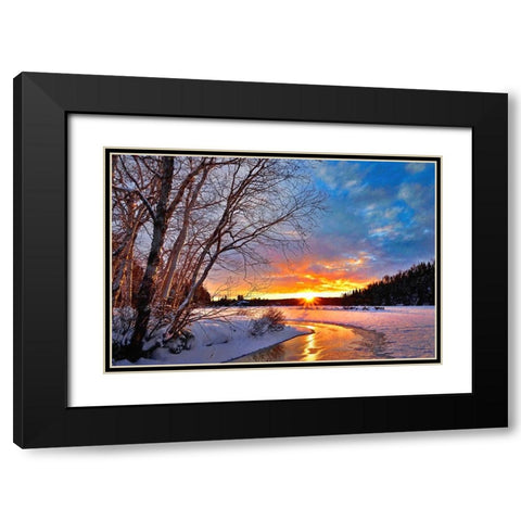 Winter Twilight Black Modern Wood Framed Art Print with Double Matting by Alpenglow Workshop