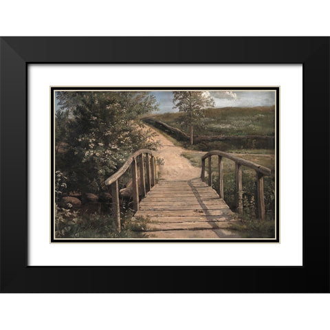 Wooden Bridge Black Modern Wood Framed Art Print with Double Matting by Alpenglow Workshop
