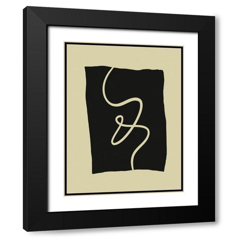 Beige Lines I Black Modern Wood Framed Art Print with Double Matting by Alpenglow Workshop