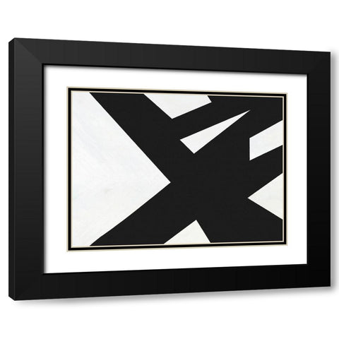 Black White Slash Black Modern Wood Framed Art Print with Double Matting by Alpenglow Workshop