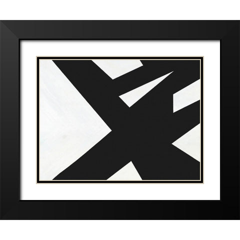 Black White Slash Black Modern Wood Framed Art Print with Double Matting by Alpenglow Workshop