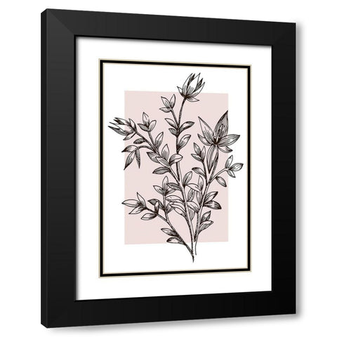 Botanical Branch Black Modern Wood Framed Art Print with Double Matting by Alpenglow Workshop