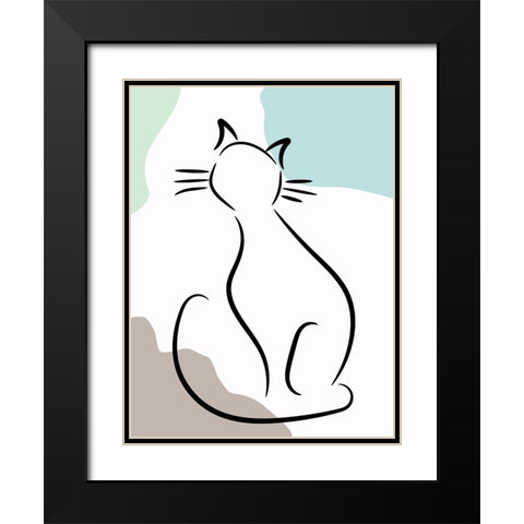 Elegant Cat I Black Modern Wood Framed Art Print with Double Matting by Alpenglow Workshop