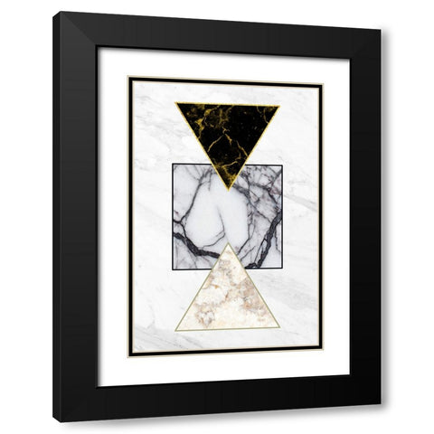 Marble Shapes Black Modern Wood Framed Art Print with Double Matting by Alpenglow Workshop