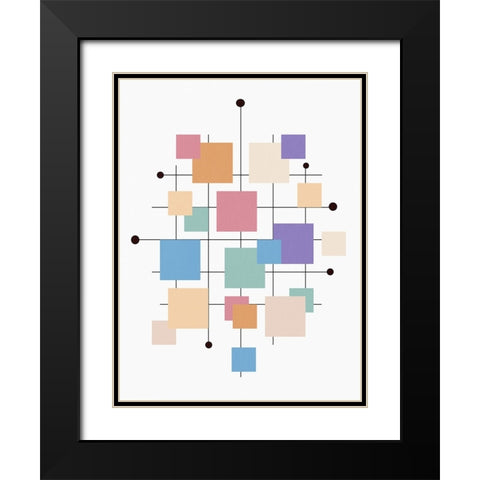 Off the Grid Squares Black Modern Wood Framed Art Print with Double Matting by Alpenglow Workshop