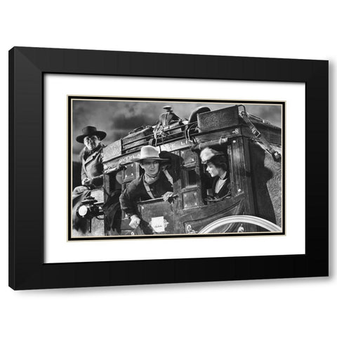 John Wayne, Stagecoach, 1939 Black Modern Wood Framed Art Print with Double Matting by Vintage Hollywood Archive