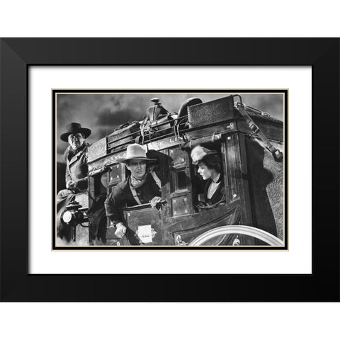 John Wayne, Stagecoach, 1939 Black Modern Wood Framed Art Print with Double Matting by Vintage Hollywood Archive