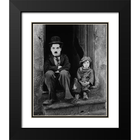 Charlie Chaplin, The Kid II Black Modern Wood Framed Art Print with Double Matting by Vintage Hollywood Archive
