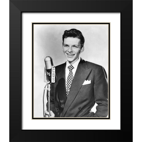 Frank Sinatra, 1942 Black Modern Wood Framed Art Print with Double Matting by Vintage Hollywood Archive
