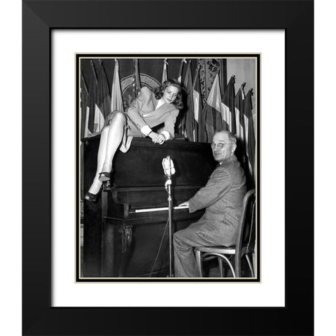 Lauren Bacall, Harry Truman, 1945 Black Modern Wood Framed Art Print with Double Matting by Vintage Hollywood Archive