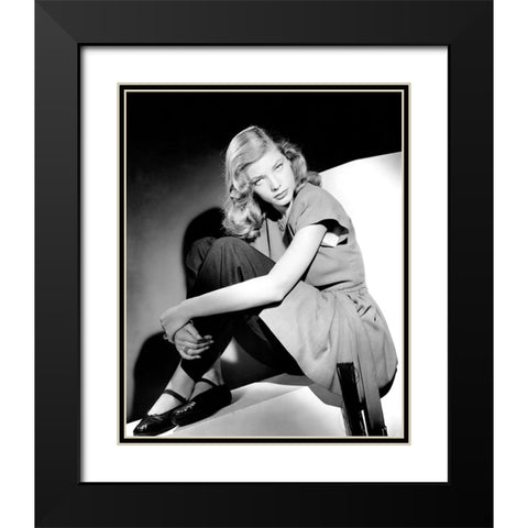 Lauren Bacall Black Modern Wood Framed Art Print with Double Matting by Vintage Hollywood Archive