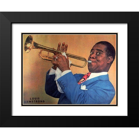Louis Armstrong Black Modern Wood Framed Art Print with Double Matting by Vintage Hollywood Archive