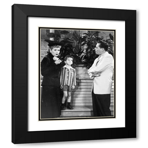 Lucille Ball, Richard Keith, Desi Arnaz, I Love Lucy, 1956 Black Modern Wood Framed Art Print with Double Matting by Vintage Hollywood Archive