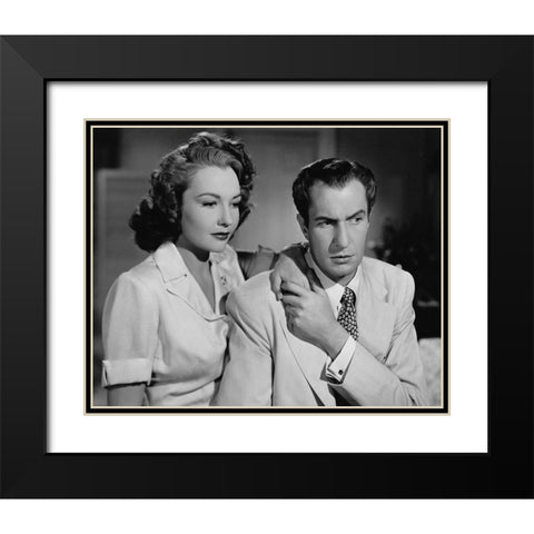 Lynn Bari, Vincent Price, Shock Black Modern Wood Framed Art Print with Double Matting by Vintage Hollywood Archive