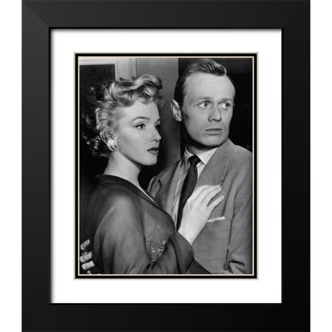 Marilyn Monroe, Richard Widmark, Dont Bother to Knock, 1952 Black Modern Wood Framed Art Print with Double Matting by Vintage Hollywood Archive