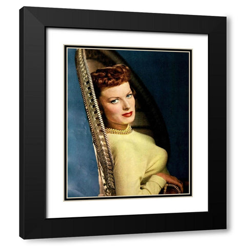 Maureen OHara Black Modern Wood Framed Art Print with Double Matting by Vintage Hollywood Archive
