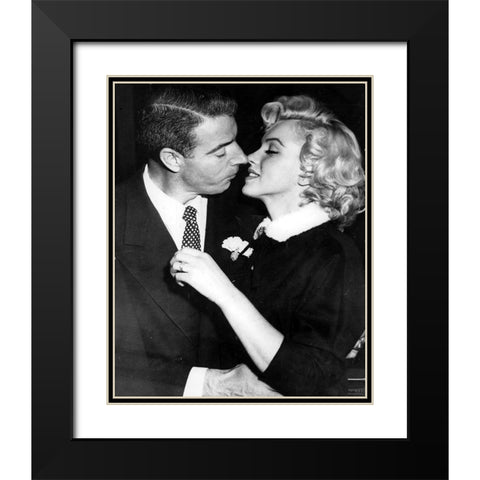 Marilyn Monroe, Joe DiMaggio Black Modern Wood Framed Art Print with Double Matting by Vintage Hollywood Archive