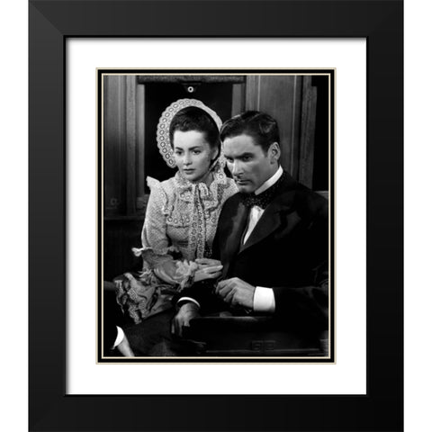 Olivia de Havilland, Errol Flynn, Santa fe Trail, 1940 Black Modern Wood Framed Art Print with Double Matting by Vintage Hollywood Archive